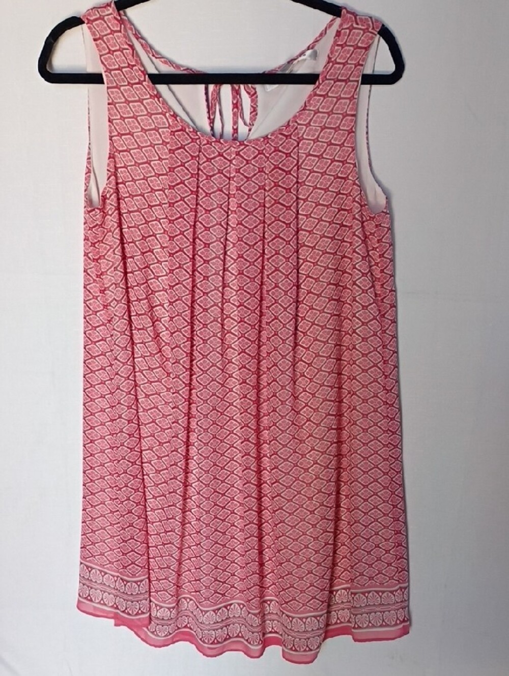 Max Studio Women's Pink and White Geometric Tie-Dress Size M